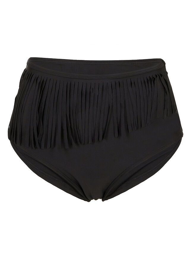 B.P.C figi bikini czarne maxi wysoki stan z frędzlami 38.