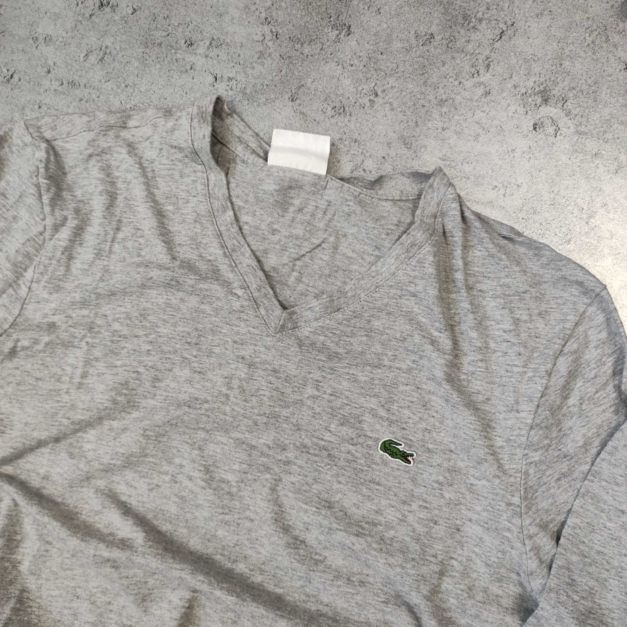 MĘSKA Koszulka Elegancka Kołnierzyk V Bawełna Lekka Bluzka Lacoste