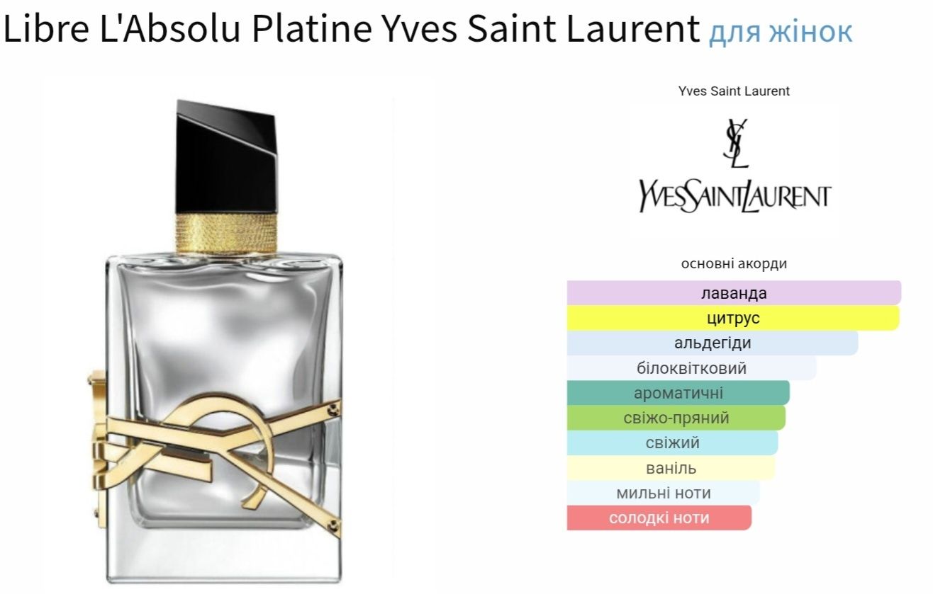 Libre: L'Eau Nue, Platinum, Le parfum, Intense Парфум на розлив 10 ml