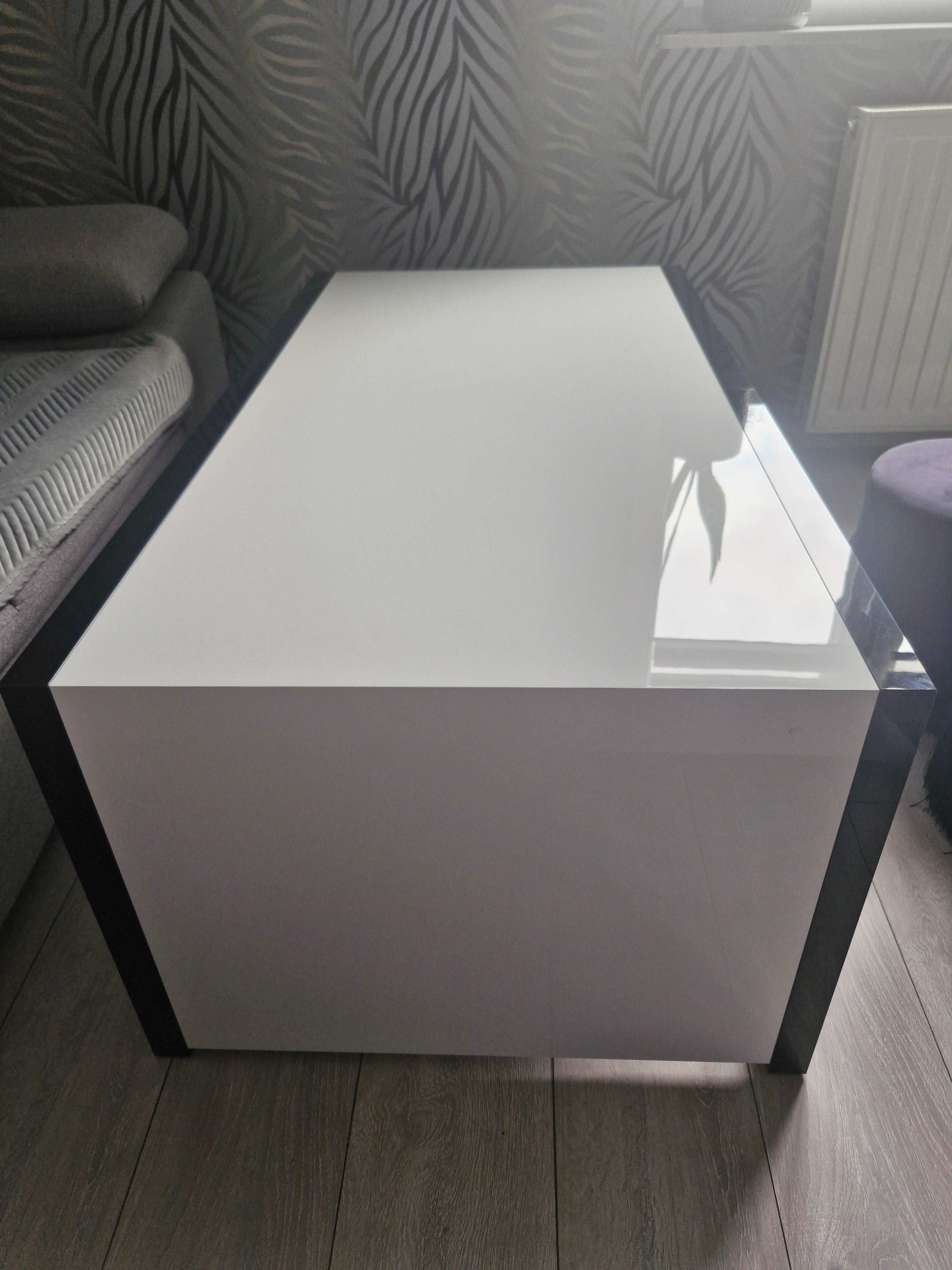 Stolik kawowy/ława połysk biało czarny 120 cm