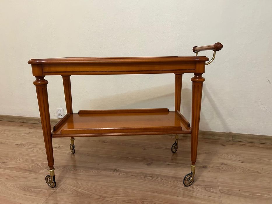 Stylowy barek na kółkach szklany blat antyk styl barokowy