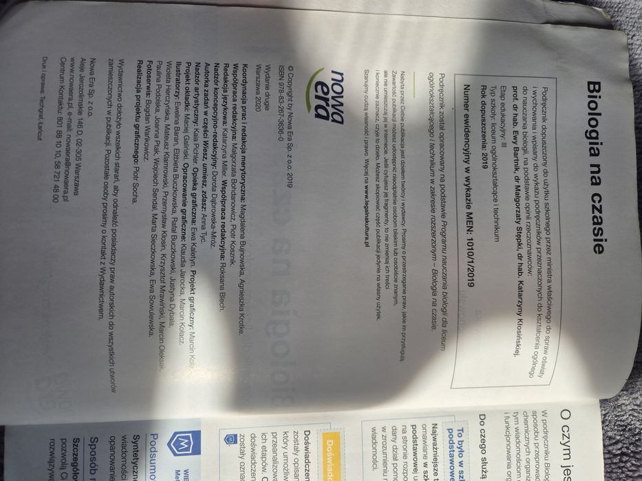 Biologia na czasie 1 zakres rozszerzony Nowa era