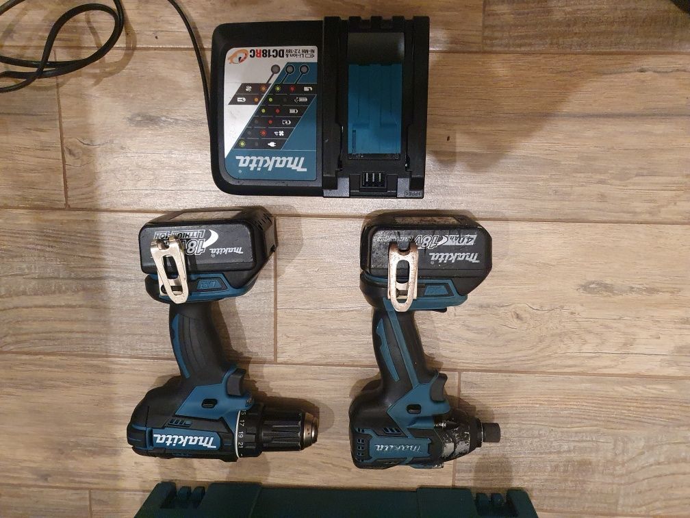 ZESTAW  Makita wkrętarka DDF 482 + zakretarka DTD 129  2×AKU 18 V