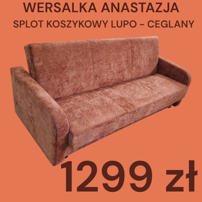 Wersalka rozkładana z bokami ANASTAZJA, różne kolory, POLSKA PRODUKCJA