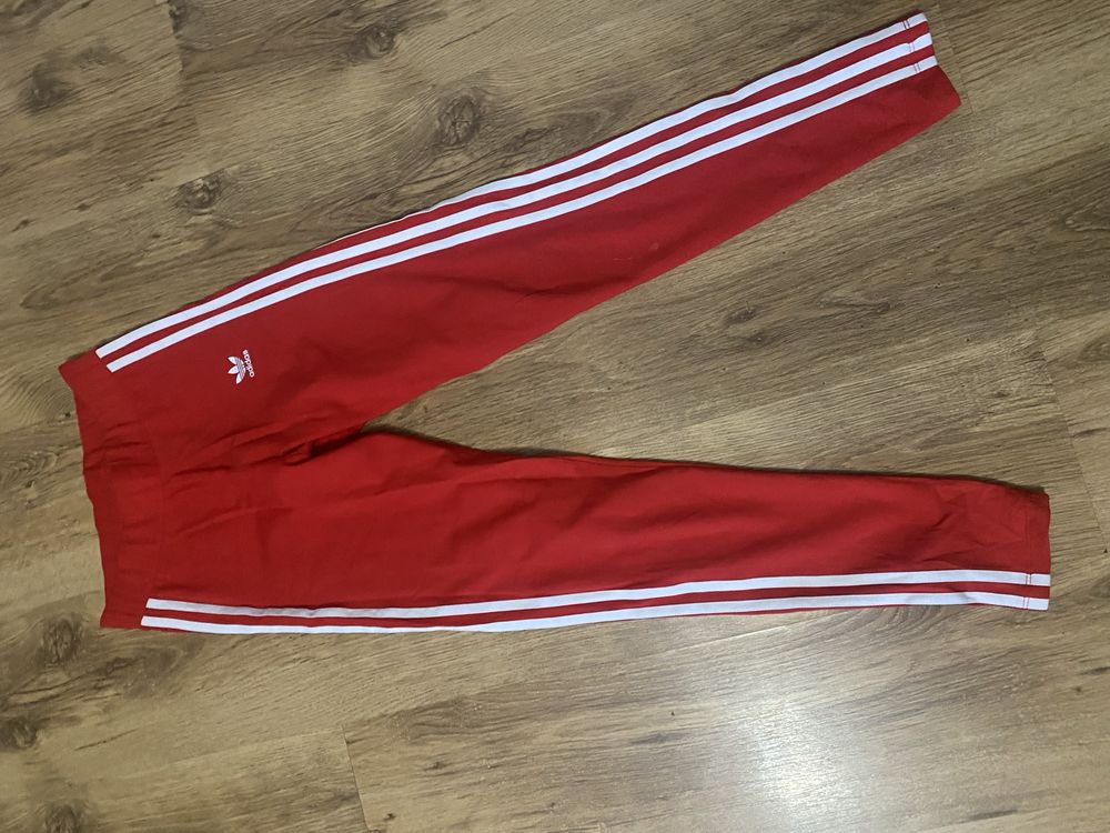 Legginsy leginsy czerwone oryginalne adidas paski