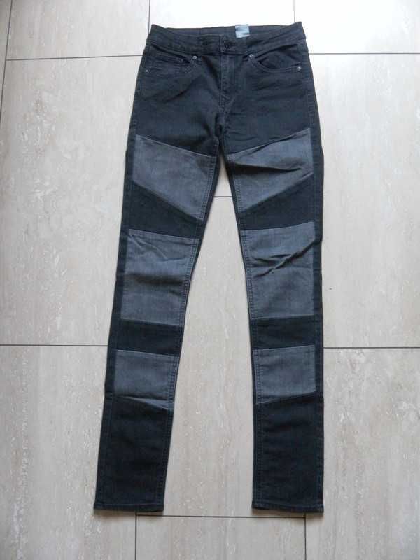 Jeansowe spodnie damskie rurki wstawki 36,S H&M jeansy