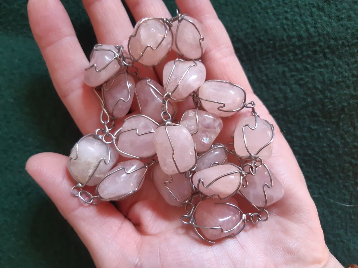 Piękny naszyjnik Kwarc różowy handmade