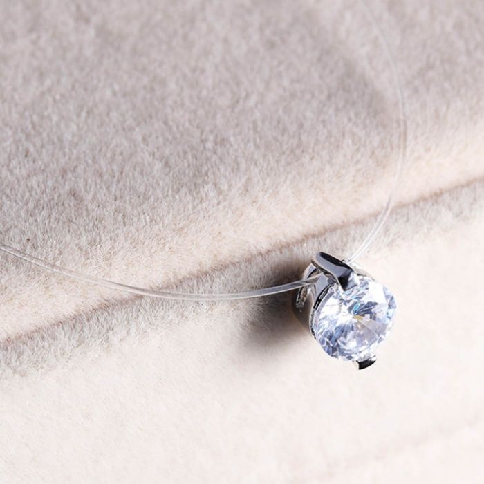 Подвеска кулон Кристалл цирконий на силиконовой леске на металической