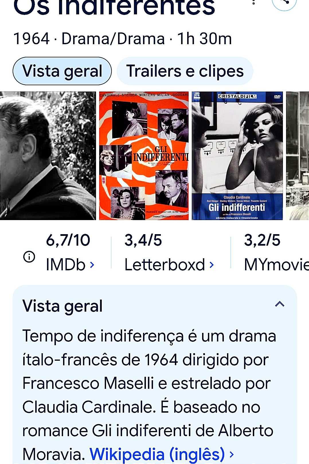 Cinema Autor Cláudia Cardinale DVD Os Indiferentes 1964