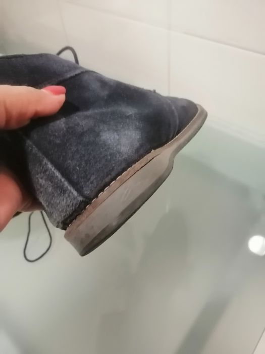 Botas azuis pele, como novas.