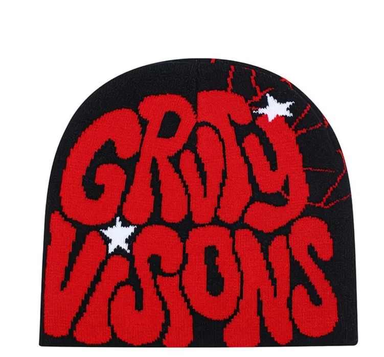 Y2K GRVTY VISIONS Oversize Beanie | Стрітвір В'язана Шапка Унісекс