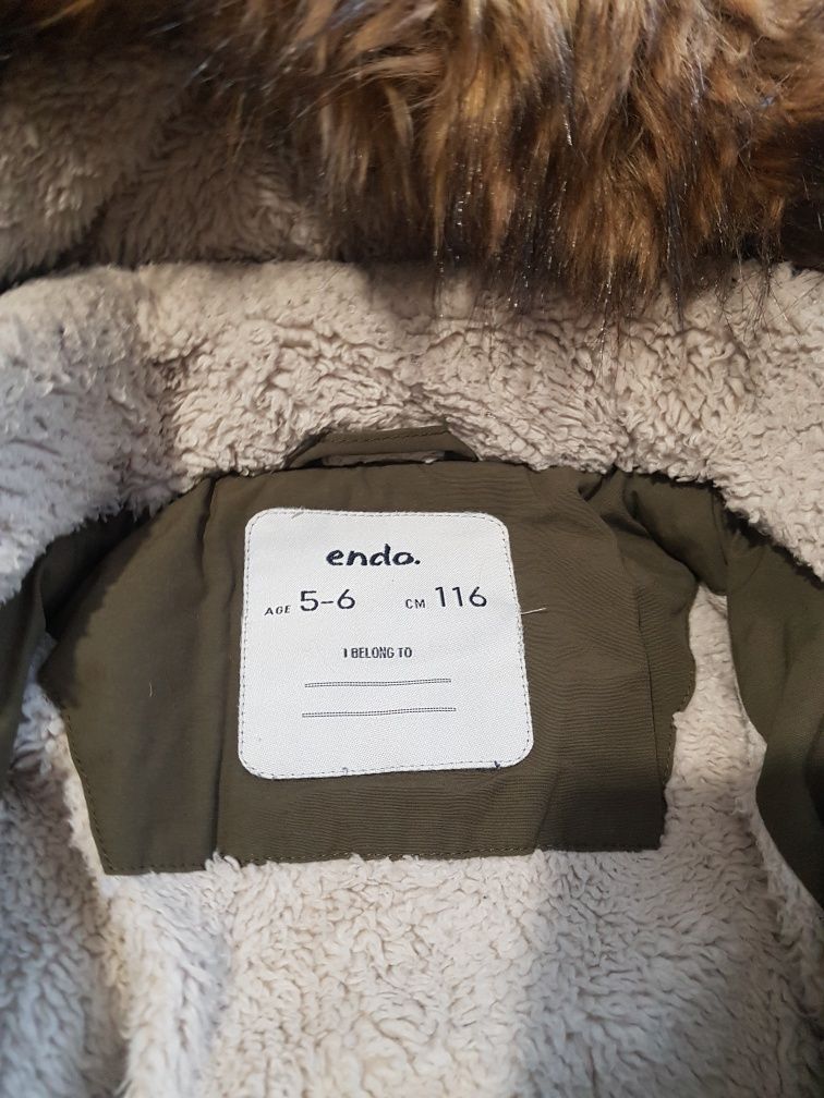 Parka zimowa endo ciepla zielona oliwka khaki