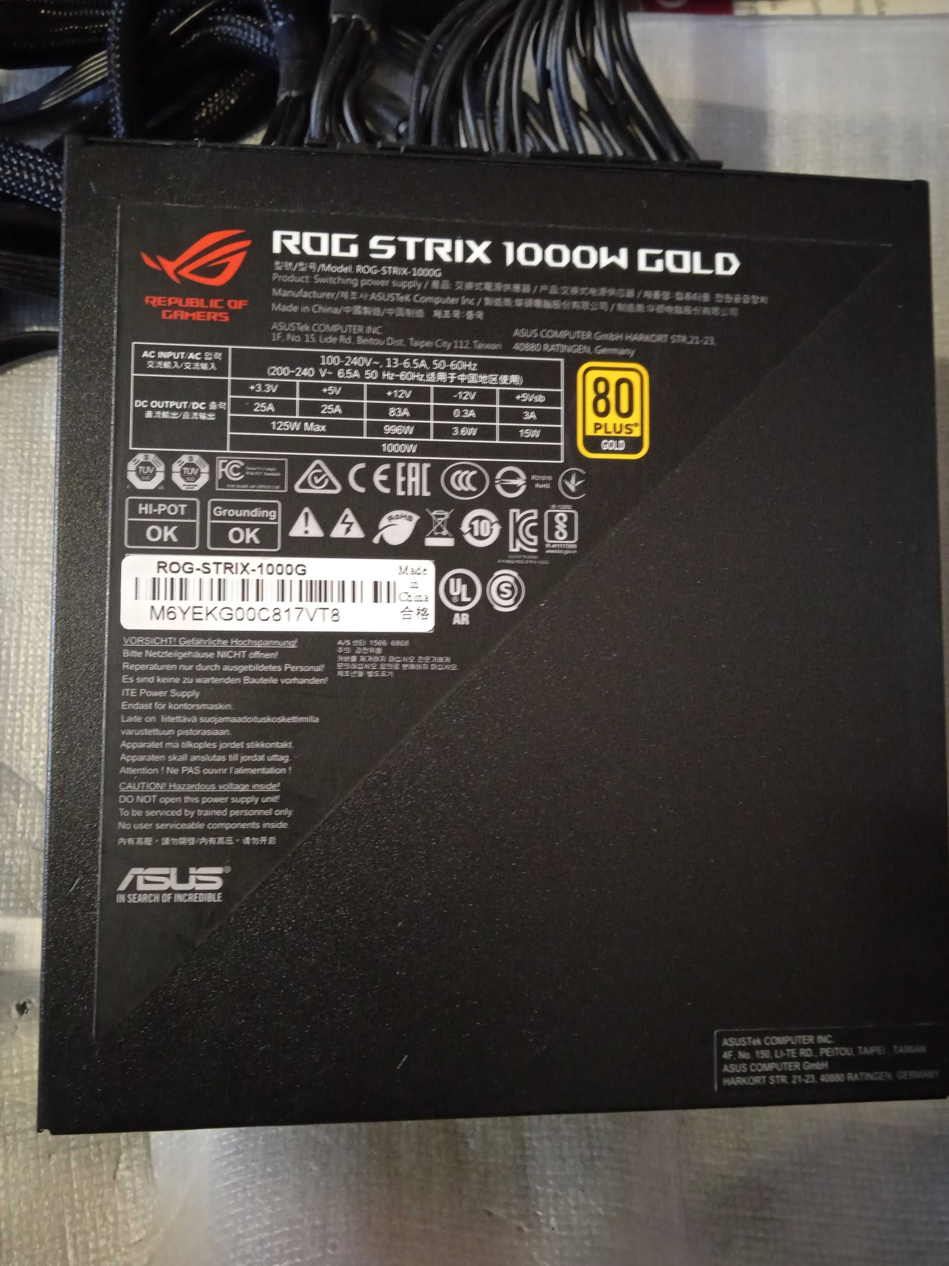 Блок питания ASUS 1000 Вт ROG-STRIX-1000G VGA 6 шт 10 років гарантії