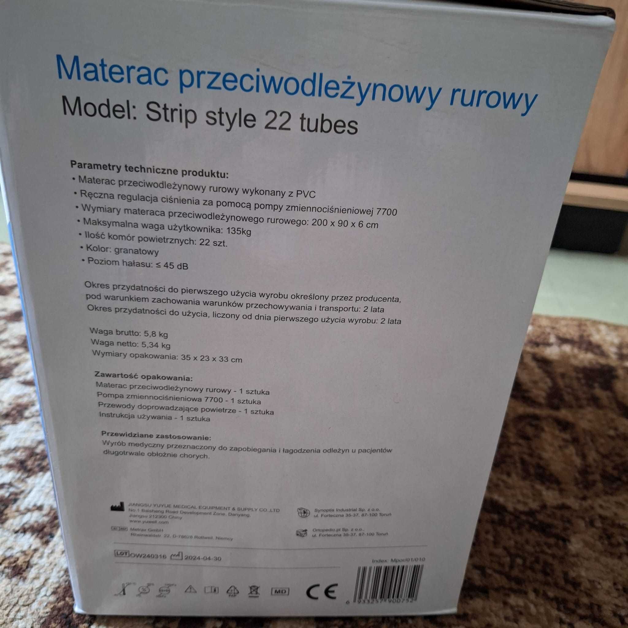 Wózek inwalidzki, chodzik i materac przeciwodlezynowy nowy