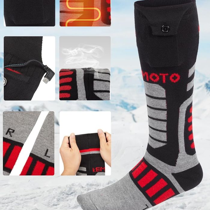 KEMIMOTO Elektryczne Podgrzewane Skarpetki Termiczne z USB "S"