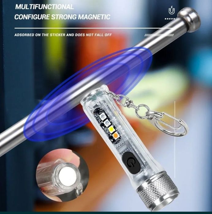 Mini latarka LED 11 trybów świecenia USB/USB-C