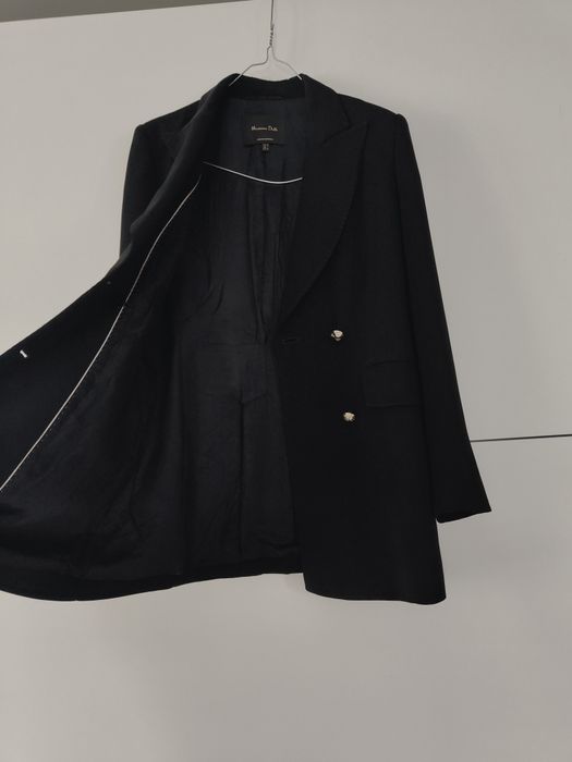 Marynarka Massimo dutti 34 XS czarna dwurzędowa wiskozowa złote guziki