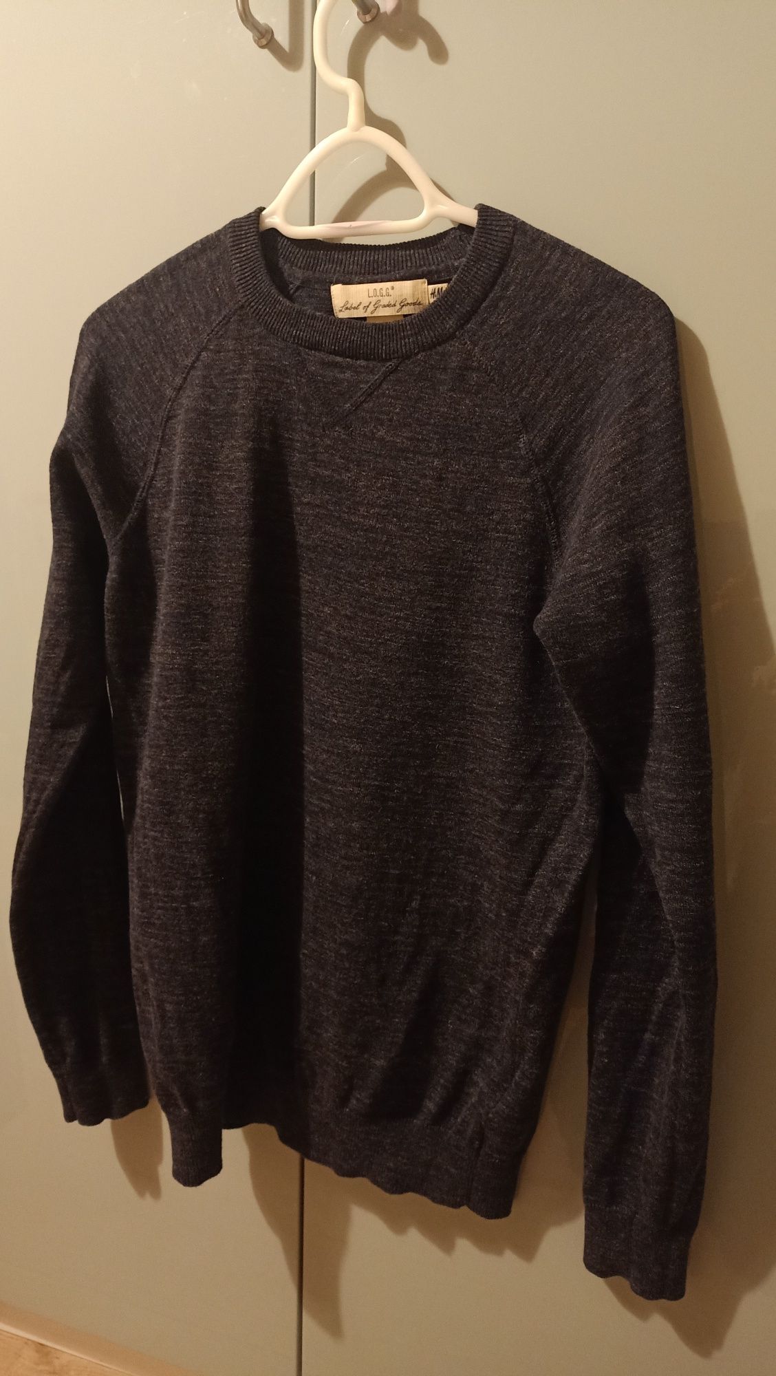 Rozm. S H&M sweter męski szaro granatowy