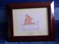 Humorystyczny obrazek " Mycie świni "  ładnie oprawiony za szybą