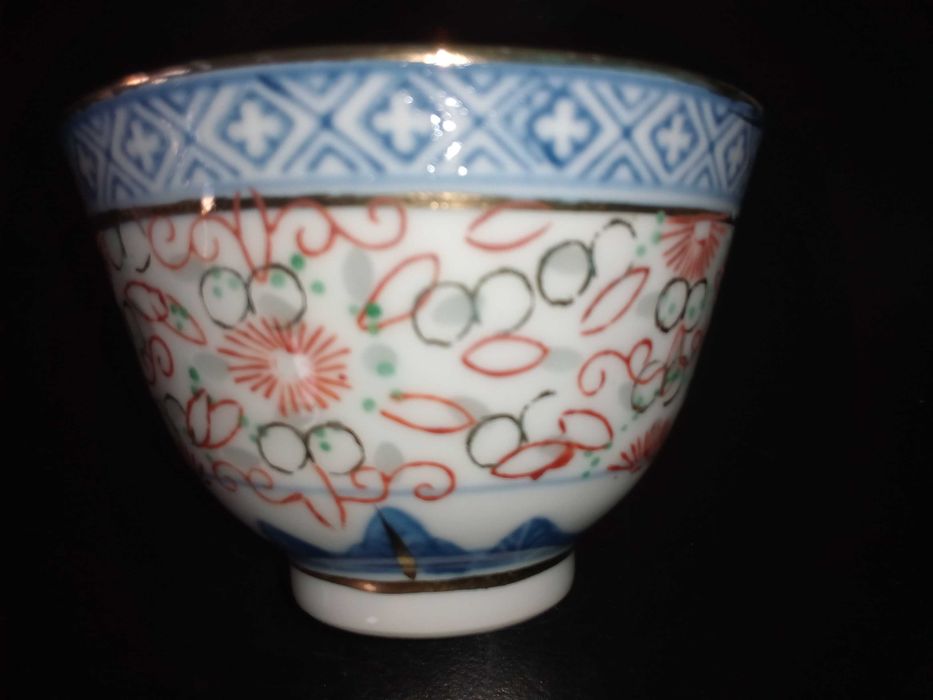 Conjunto de 7 taças de porcelana Chinesa muito antigas