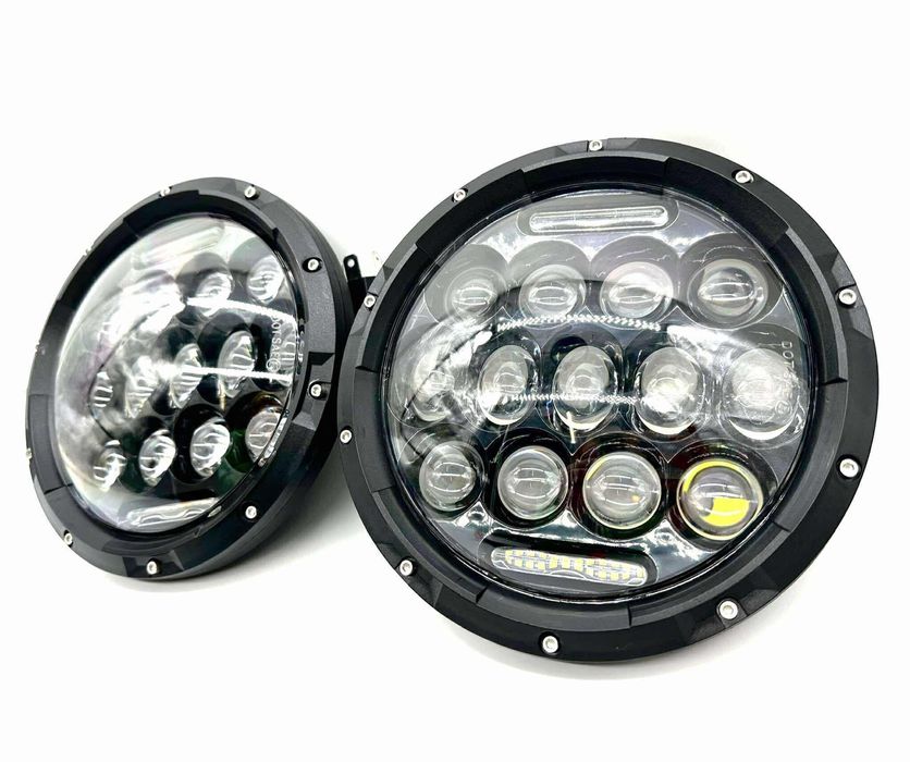 Lampy led do ursusa okrągłe drogowe i mijania soczewka biała zimna 12V