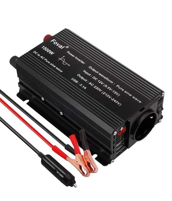 Інвертор FOVAL 1500W 12V–220V з чистою синусоїдою