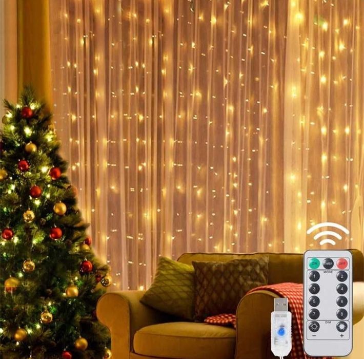 Гирлянда с пультом ДУ, герлянда штора, водопад