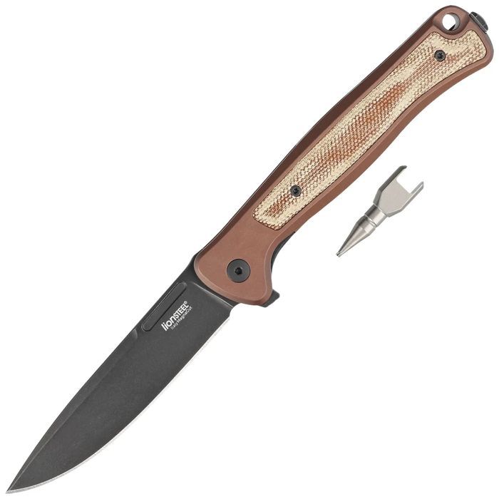 Nóż składany LionSteel Skinny Earth Aluminium/Natural Canvas Micarta,
