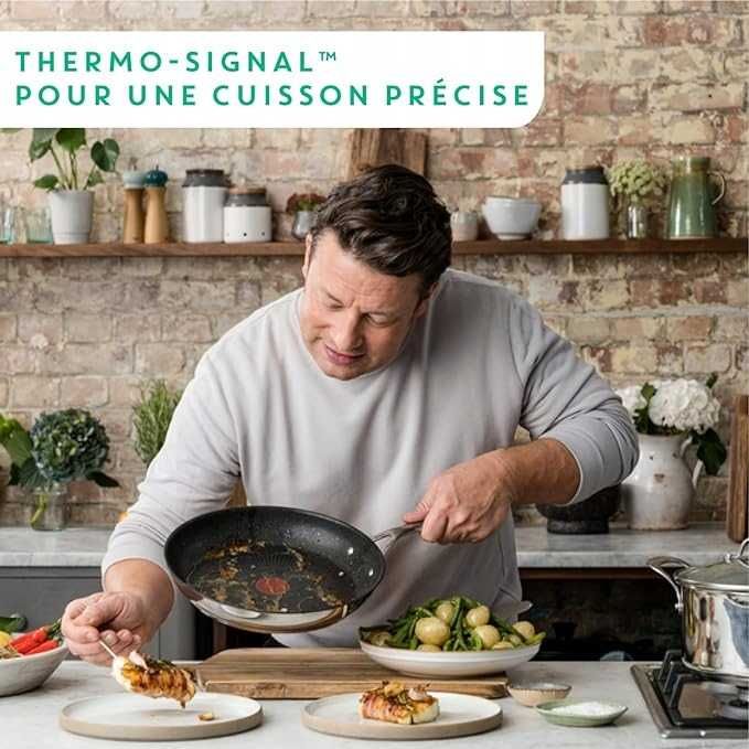 Zestaw garnków Tefal Jamie Oliver stal nierdzewna 3 el. UŻYWANY