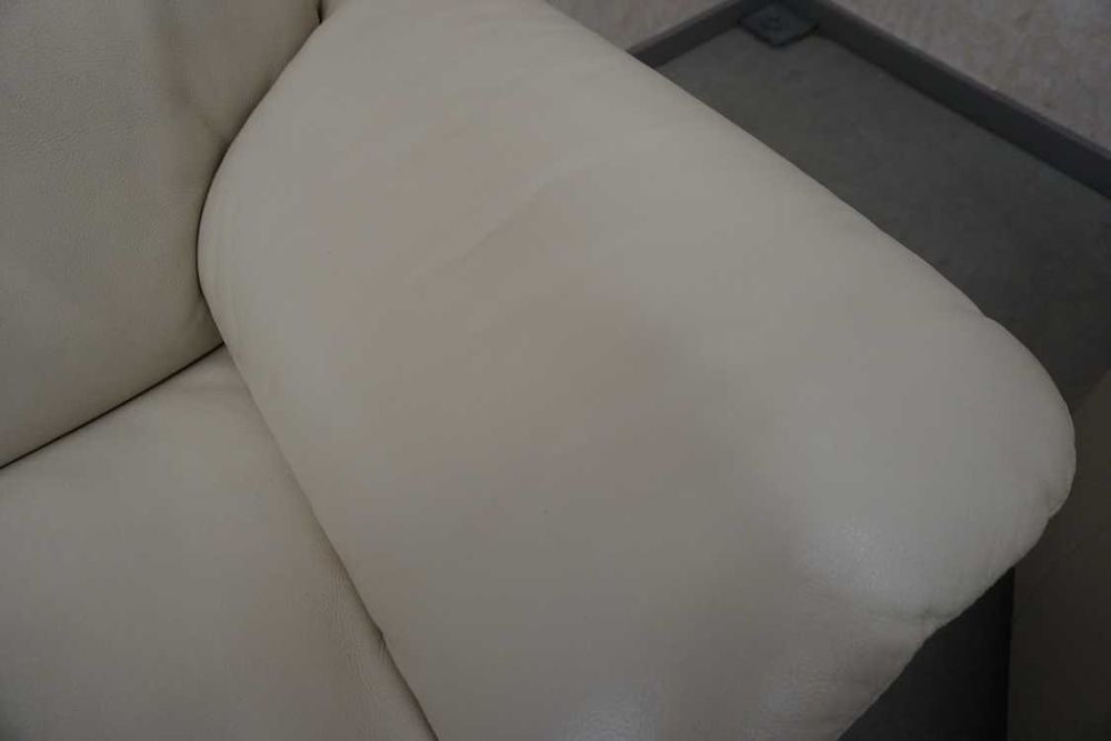 Zestaw 3+1+1 sofa skóra jasna naturalna regulowane oparcia  (w-1100)