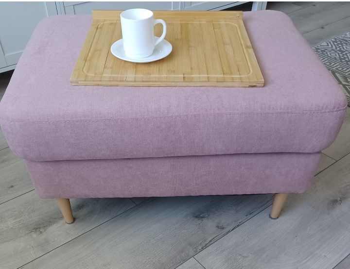 Sofa/Kanapa z funkcją spania + pufa/podnóżek - Pudrowy róż