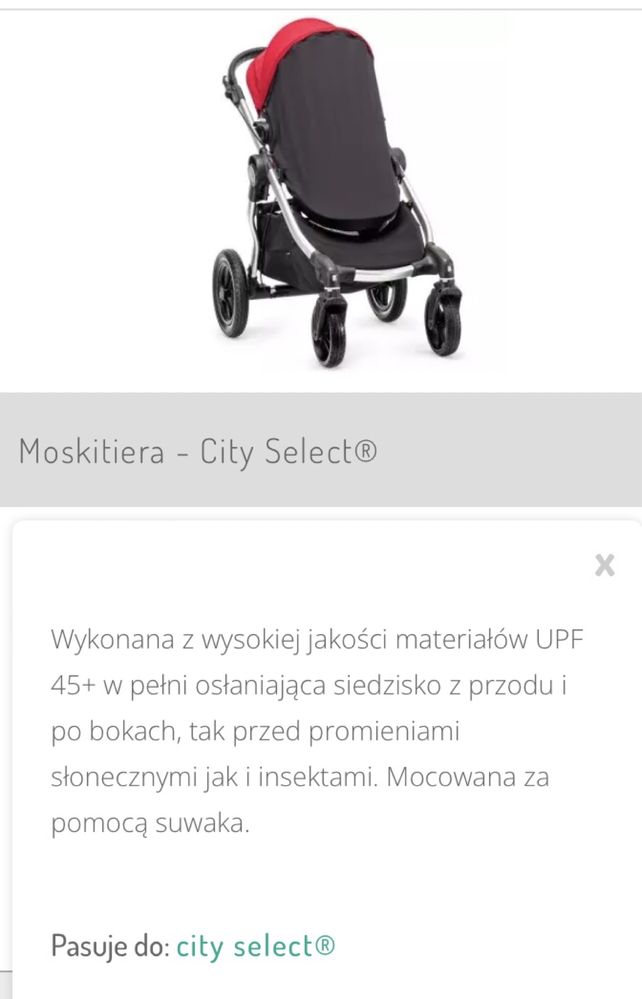 Moskitiera do wózka baby jogger city select