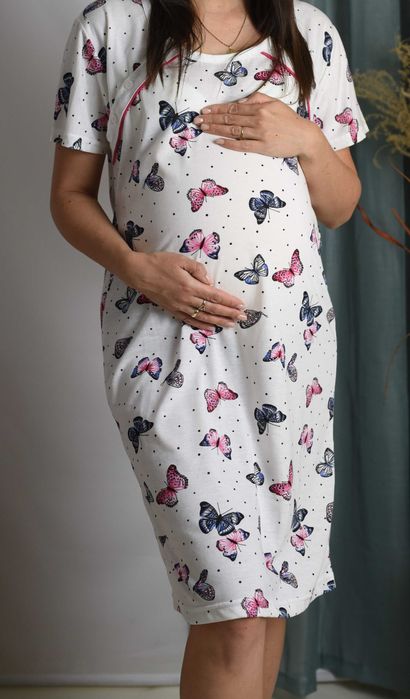 Zestaw dwóch koszul nocnych do karmienia, koszul ciążowych S i M