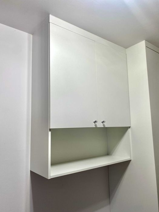 Biała szafka wisząca z półkami – drewno, 120x80, cichy domyk, stan bdb