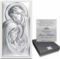 Biały Obrazek Srebrny Święta Rodzina Pamiątka Ślubu Chrztu