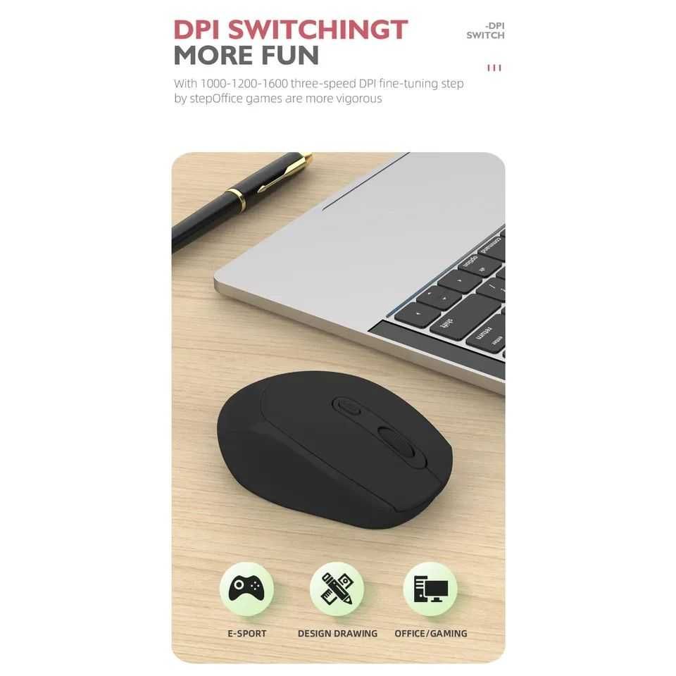 Беспроводная мышь, Bluetooth мышь (2 в 1) аккумуляторная
