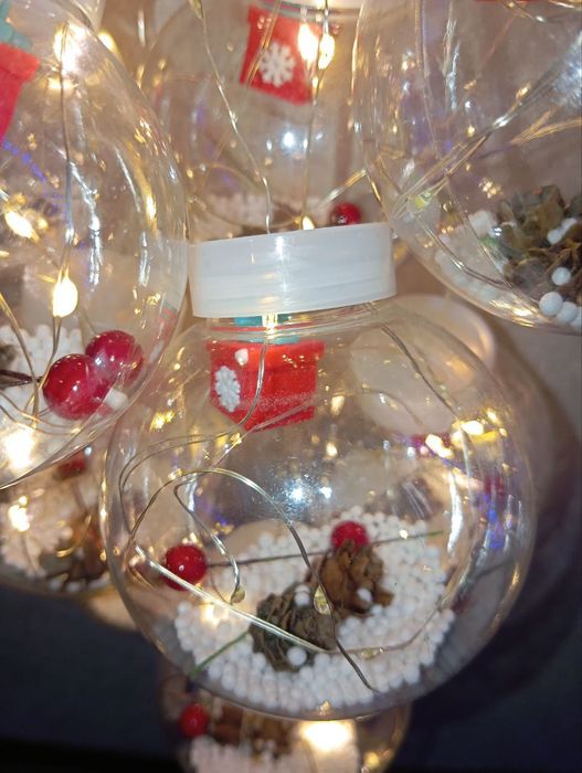 Гирлянда медная проволока Штора прозрачные шары с наполнением