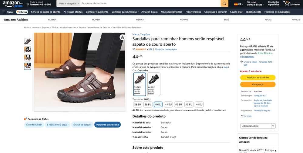 Sandálias para homens de couro Tam: 40 (293)