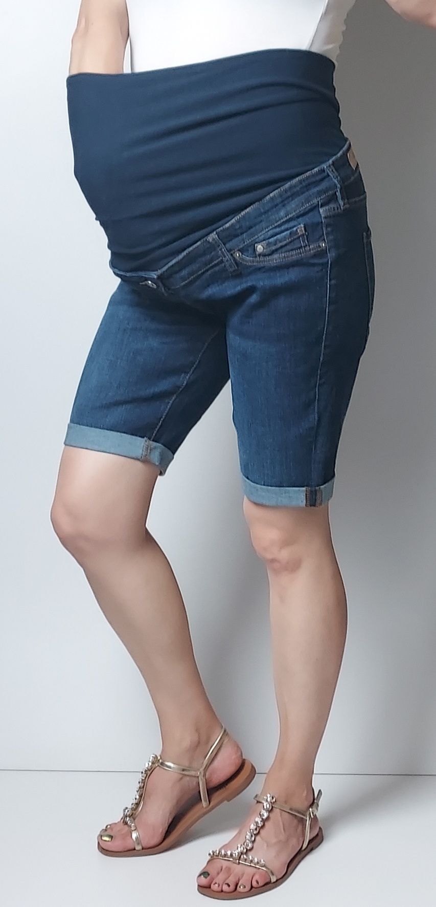 H&M MAMA_jeansowe ciążowe spodenki_42/XL