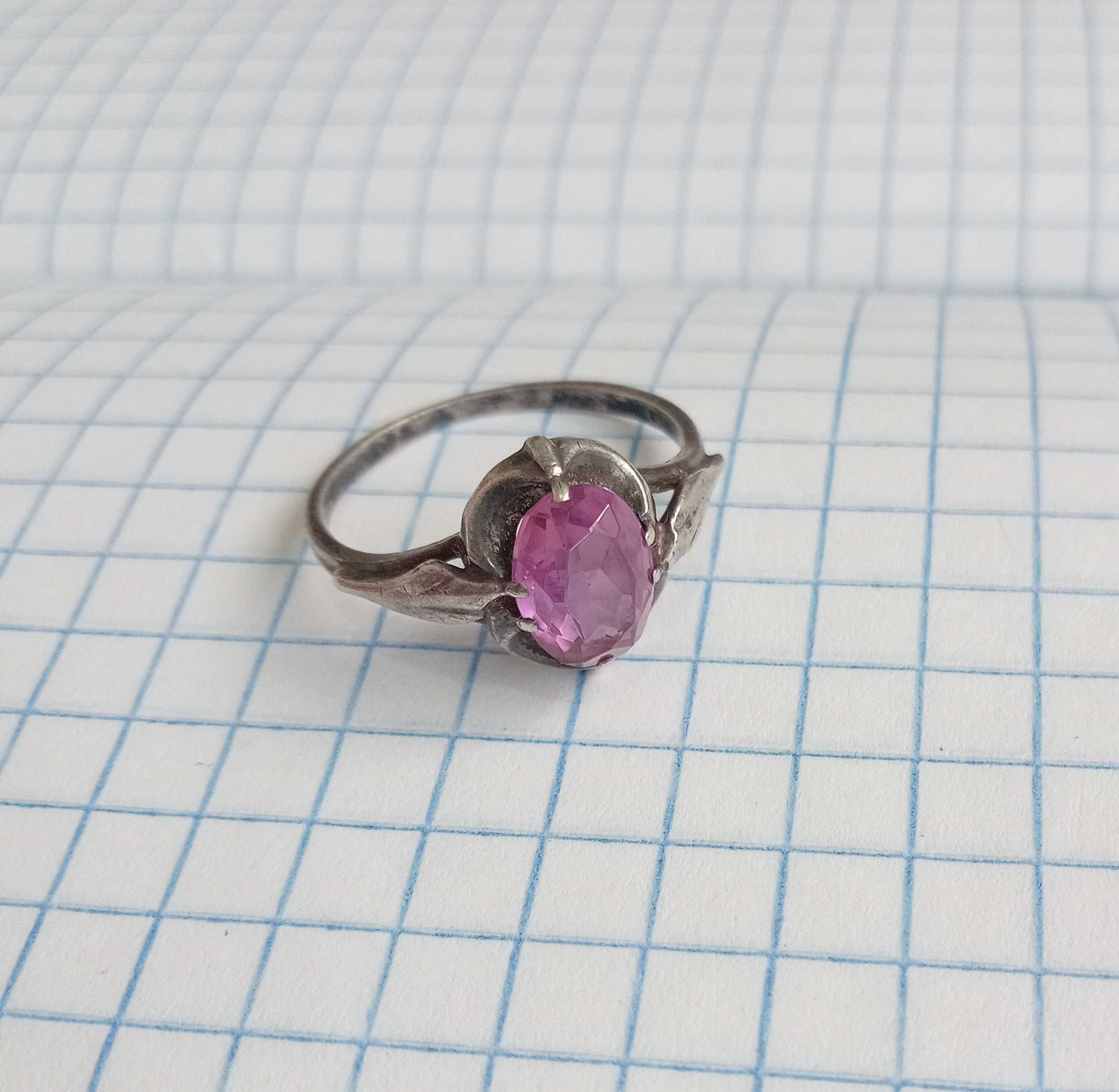 Кольцо з камнем, перстень срібло 875 проба. СССР вінтаж
