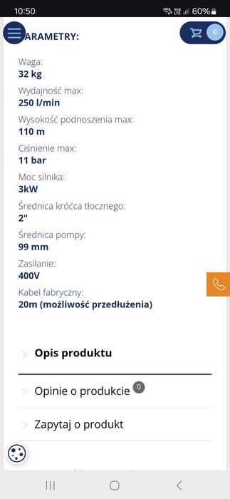 Pompa głębinowa omnigena 4SD 8-17 3kw 400v