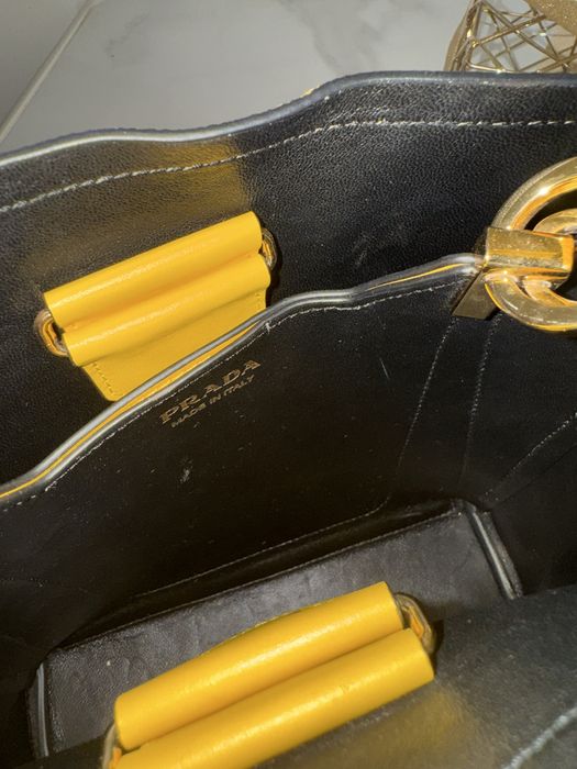 Сумка корзинка PRADA прада летняя желтая