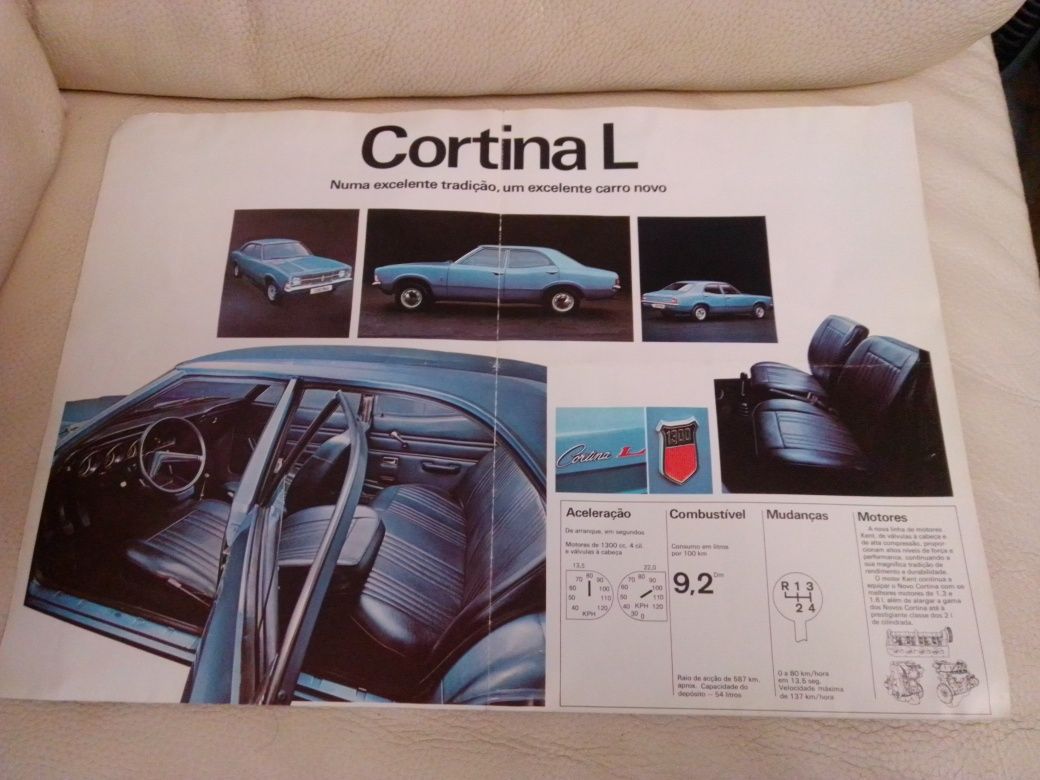 Folheto Ford Cortina L/Renault 12 e da Carrinha Opel Astra