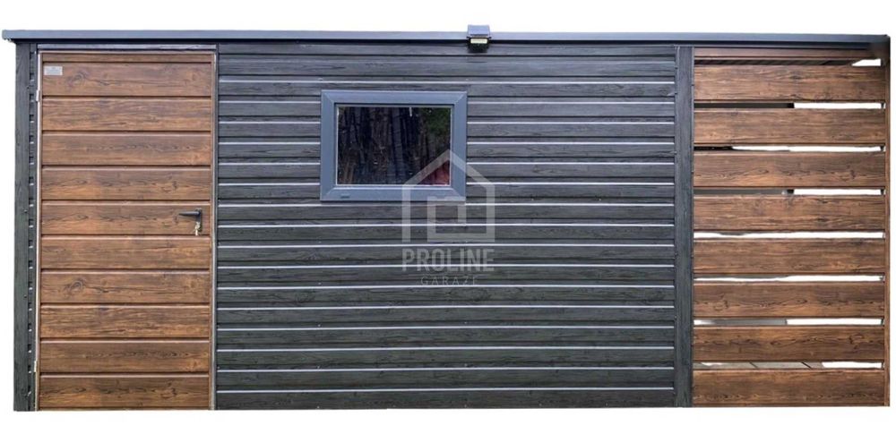 Schowek Domek ogrodowy 4x2m wiata 1m okno drewnopodobny - spad  PLG190