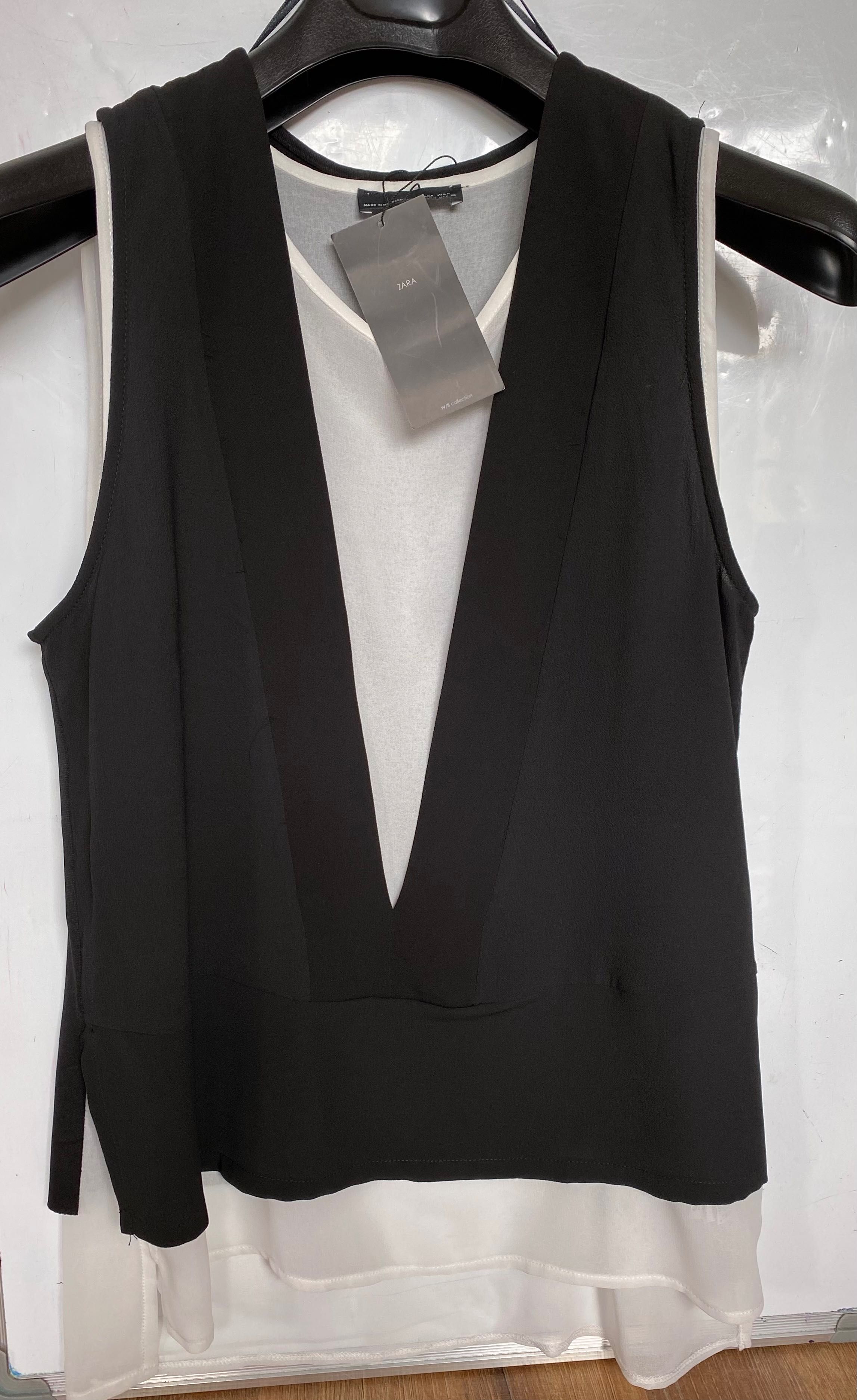 Zara bluzka czarno biała klasyczna elegancja NOWA rozmiar M