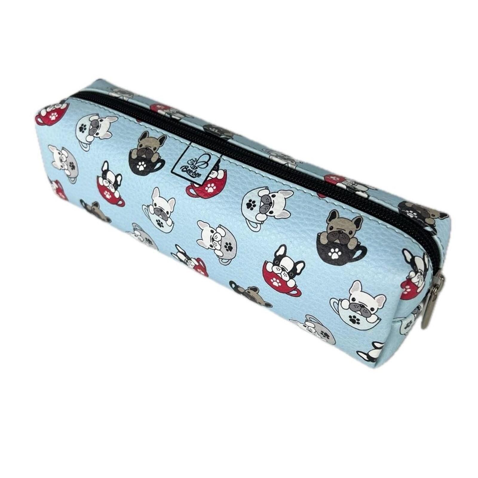 Piórnik prostokąt kostka Buldogi blue Bee The Adventure ,100x231 mm