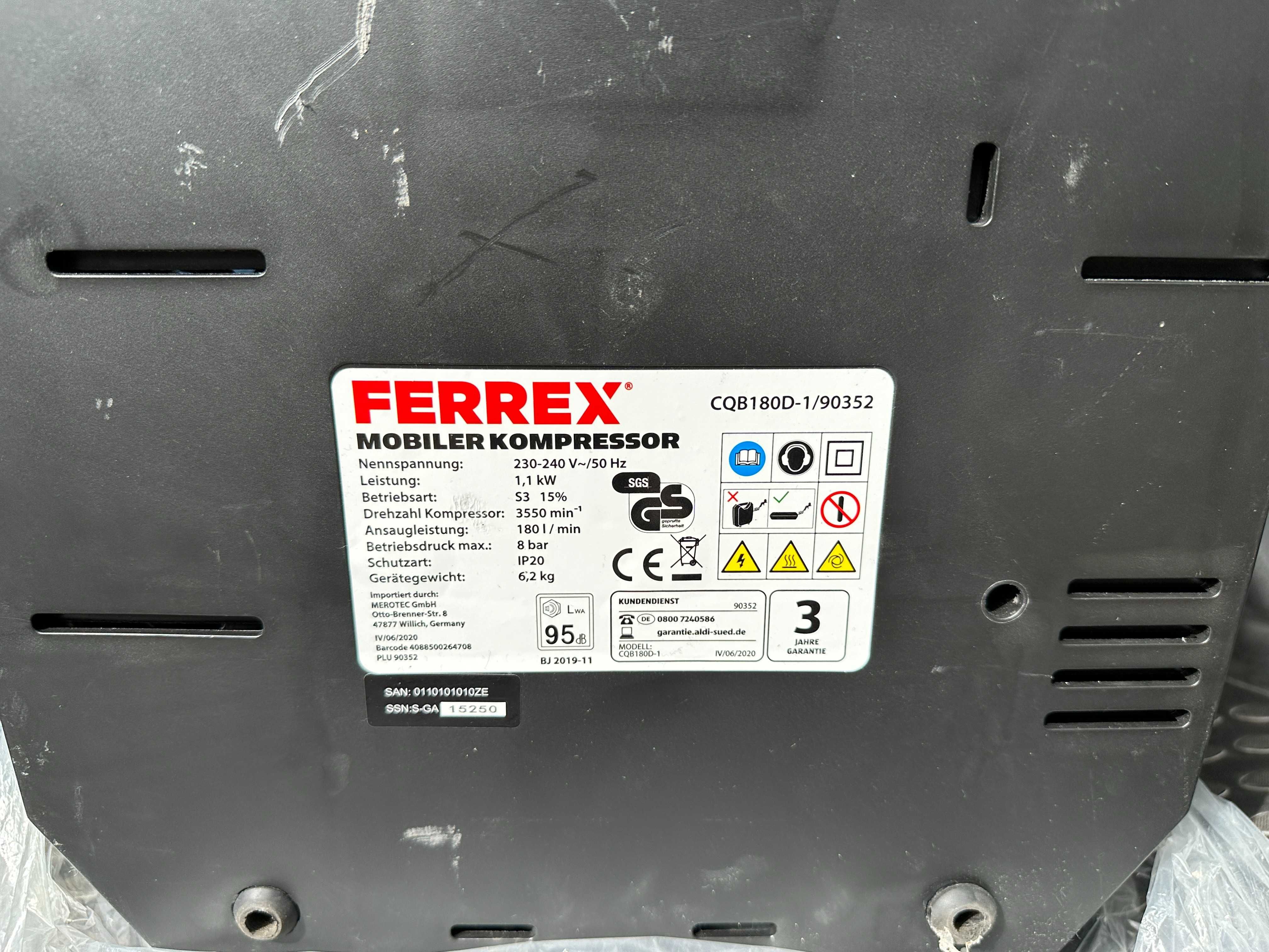 Компресор портативний Ferrex, 180 л, Німеччина