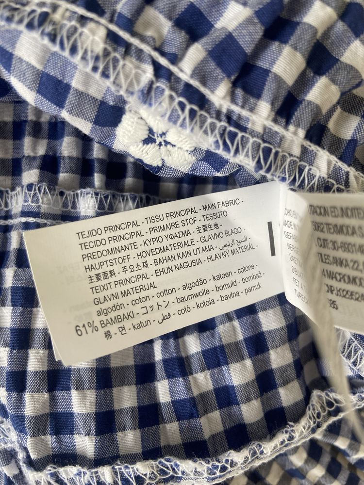 Top w kratke vichy z haftem bluzka w kratke Zara nowa L Xl