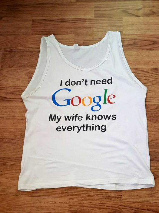 Белая летняя майка с принтом Google