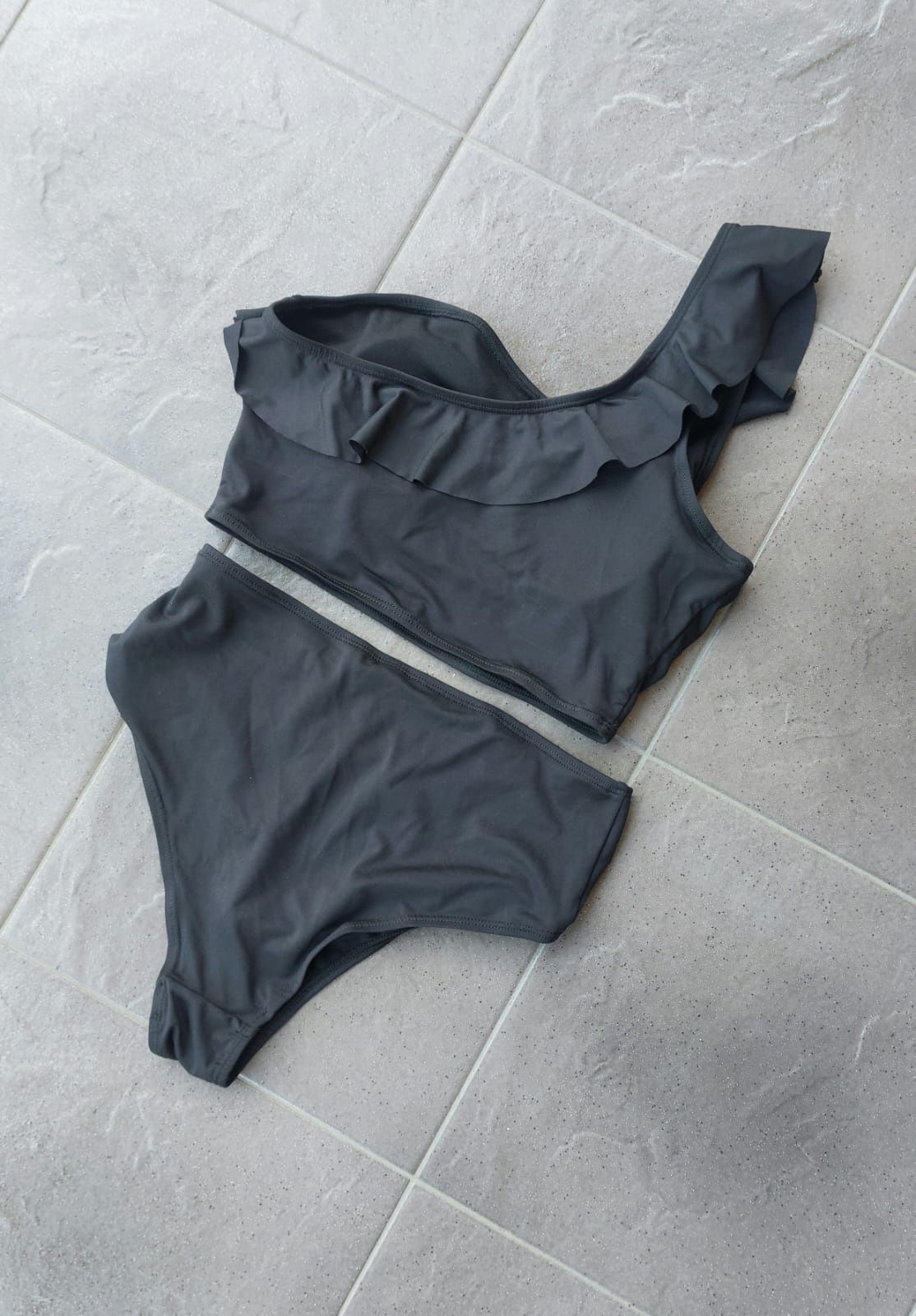 Strój kąpielowy bikini push up wysoki stan falbanka S/M Nowy Shein